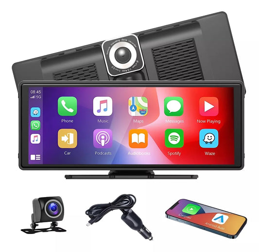 Dashcam Inteligente con Pantalla Táctil y Retrovisor - Compatible con CarPlay y Android Auto